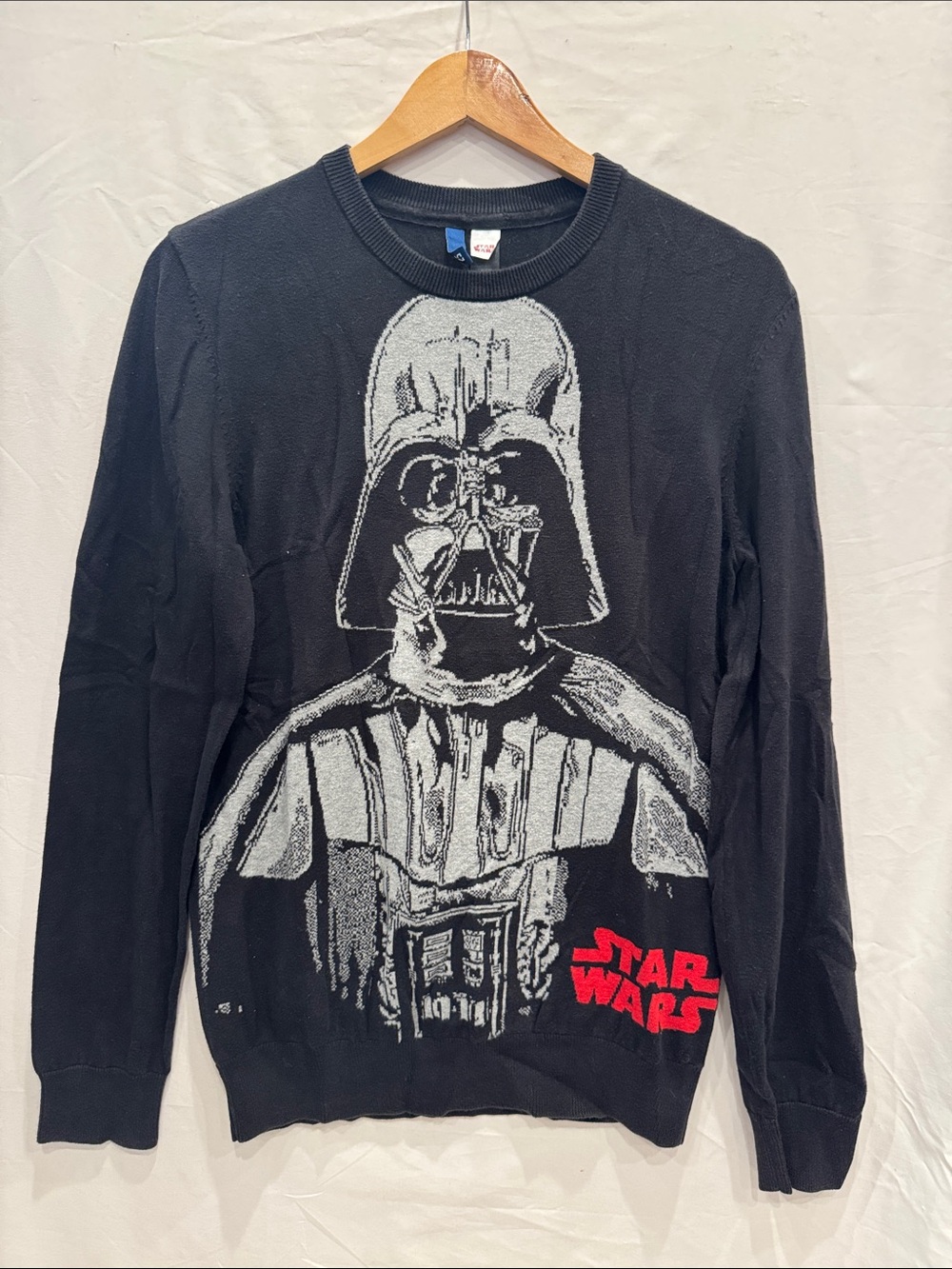 Star Wars Darth Vader Black Crewneck Sweater S 100% Cotton Y2K H&M Unisex